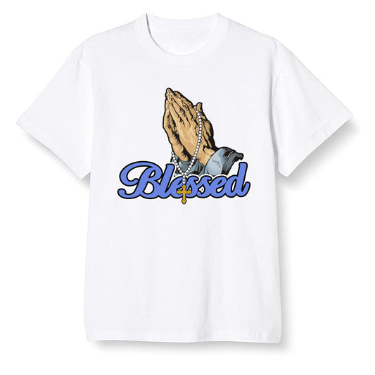 Pop Colour AJ13 Retro Black Royal - I Blessed - White Men T-shirt