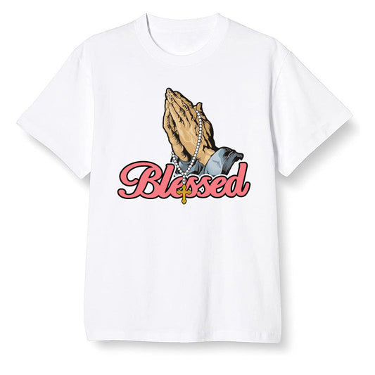 Pop Colour AJ13 Retro CNY - I Blessed - White Men T-shirt