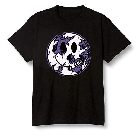 Pop Colour AJ1 High OG Court Purple - I Smiley Face - Black Men T-shirt