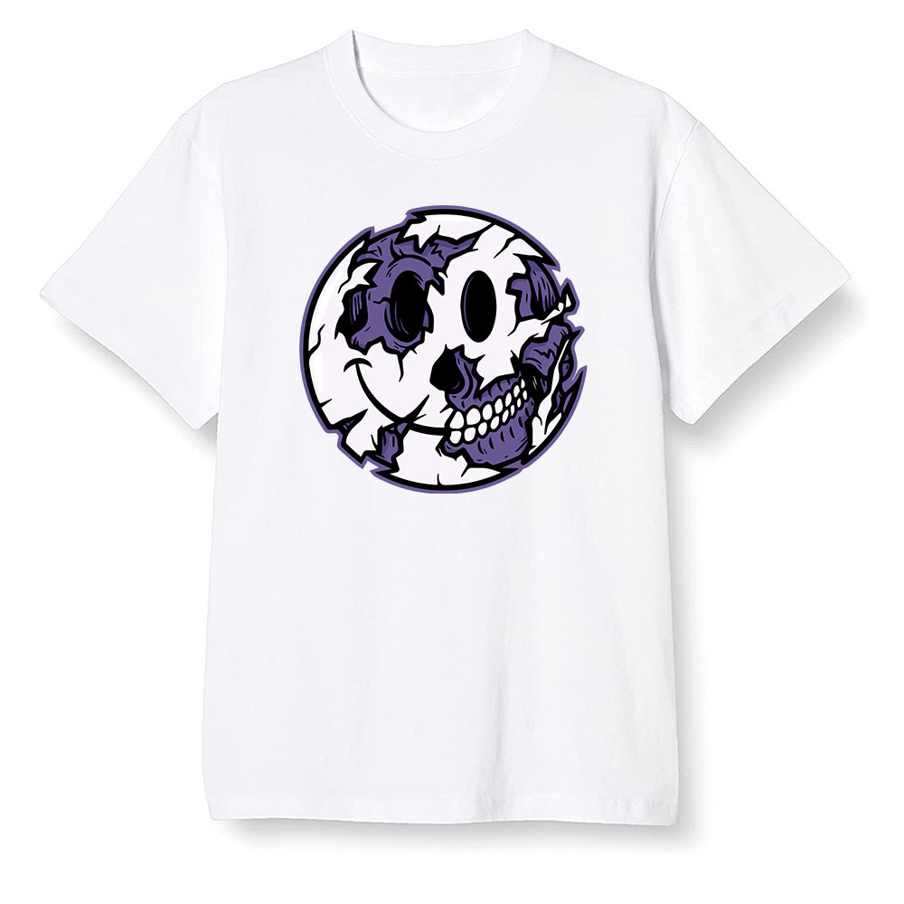 Pop Colour AJ1 High OG Court Purple - I Smiley Face - White Men T-shirt