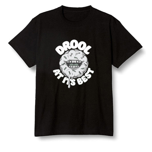 Pop Colour AJ1 Low Retro 'White' White/White-Metallic Silver - I love Donut Drool  - Black Men T-shirt