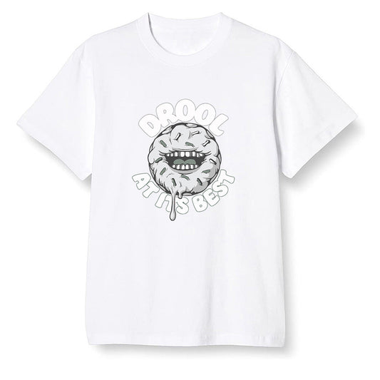 Pop Colour AJ1 Low Retro 'White' White/White-Metallic Silver - I love Donut Drool  - White Men T-shirt