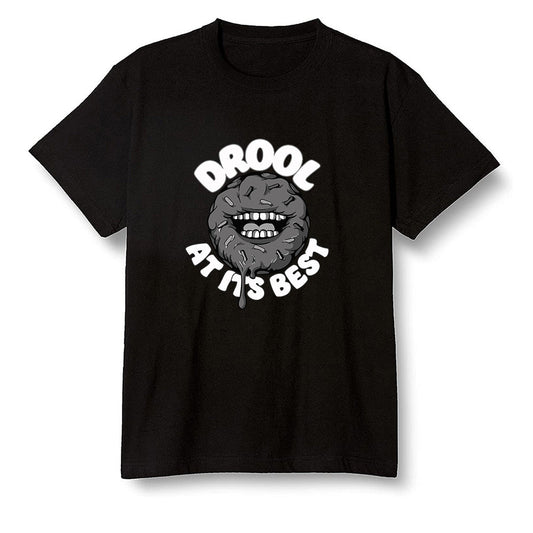 Pop Colour AJ1 Low 'Triple Black' Black - I love Donut Drool  - Black Men T-shirt