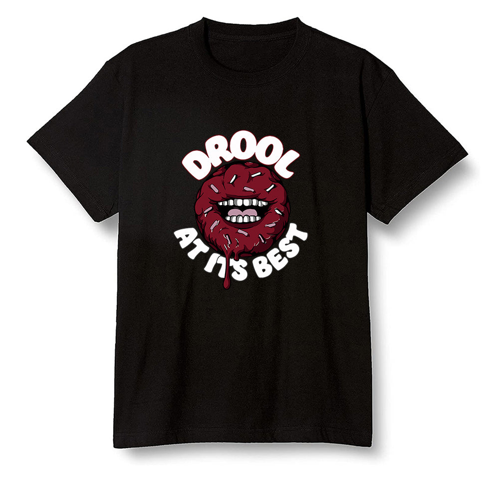 Pop Colour AJ1 Low Black Toe - I love Donut Drool  - Black Men T-shirt