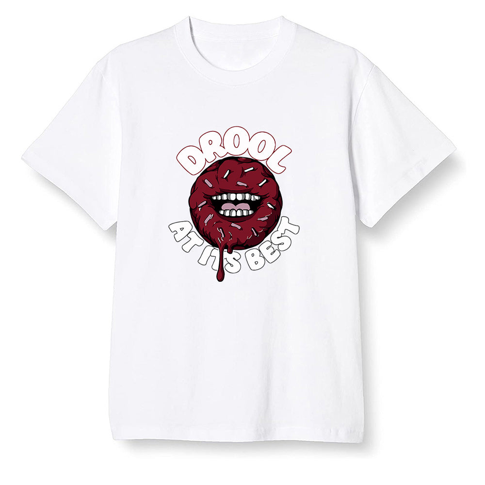 Pop Colour AJ1 Low Black Toe - I love Donut Drool  - White Men T-shirt