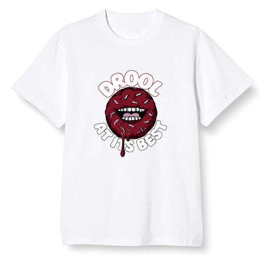 Pop Colour AJ1 Low Black Toe - I love Donut Drool  - White Men T-shirt