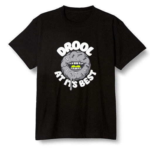 Pop Colour AJ1 Mid Grey Volt - I love Donut Drool  - Black Men T-shirt