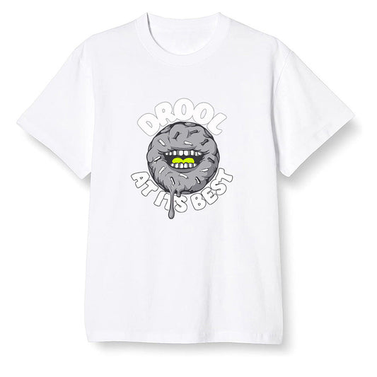 Pop Colour AJ1 Mid Grey Volt - I love Donut Drool  - White Men T-shirt