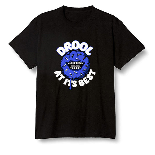 Pop Colour AJ1 Mid Hyper Royal - I love Donut Drool  - Black Men T-shirt