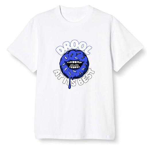 Pop Colour AJ1 Mid Hyper Royal - I love Donut Drool  - White Men T-shirt