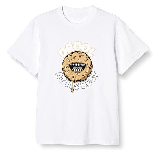 Pop Colour AJ1 Retro High OGetallic Gold - I love Donut Drool  - White Men T-shirt
