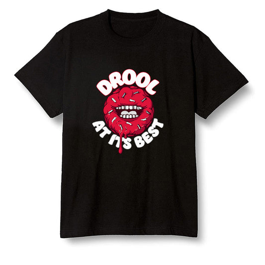 Pop Colour AJ1 Retro High OG Light Smoke Grey - I love Donut Drool  - Black Men T-shirt