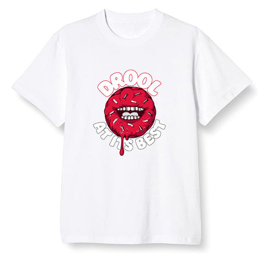 Pop Colour AJ1 Retro High OG Light Smoke Grey - I love Donut Drool  - White Men T-shirt