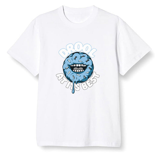 Pop Colour AJ1 Retro High OG University Blue - I love Donut Drool  - White Men T-shirt