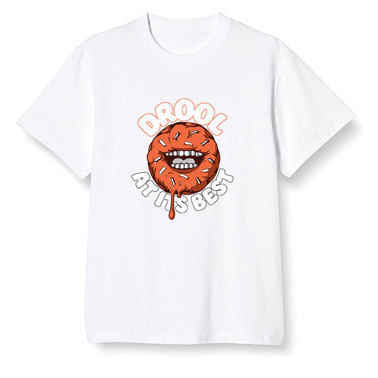 Pop Colour AJ1 Retro High OG Electro Orange - I love Donut Drool  - White Men T-shirt