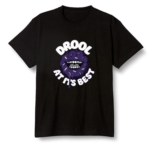 Pop Colour AJ1 Retro High OG Court Purple - I love Donut Drool  - Black Men T-shirt