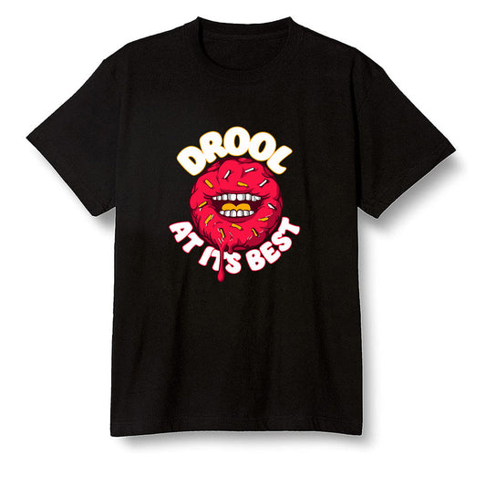 Pop Colour AJ1 Retro High OG Light Fusion Red - I love Donut Drool  - Black Men T-shirt