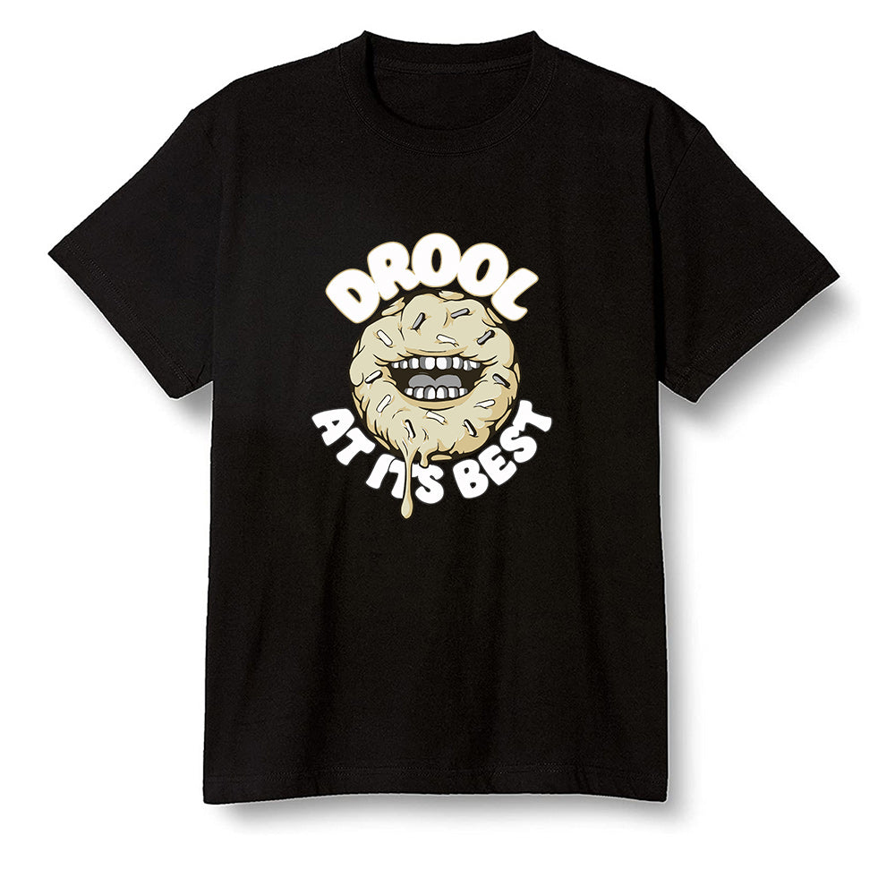 Pop Colour AJ1 Retro Hi Prm Mushroom - I love Donut Drool  - Black Men T-shirt