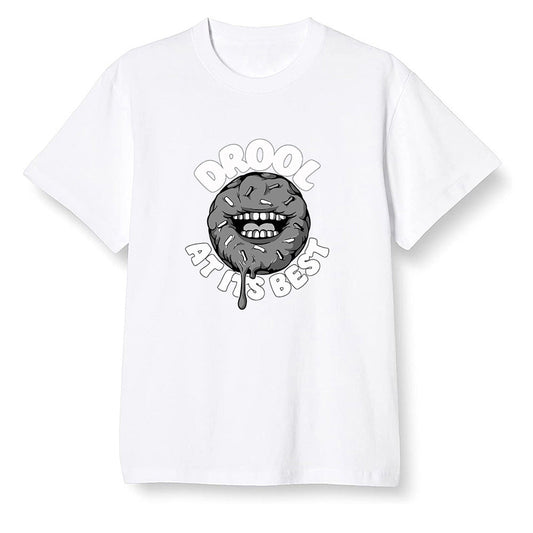 Pop Colour AJ1 High OG Silver TOE - I love Donut Drool  - White Men T-shirt