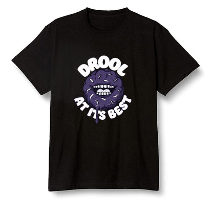 Pop Colour AJ1 High OG Court Purple - I love Donut Drool  - Black Men T-shirt