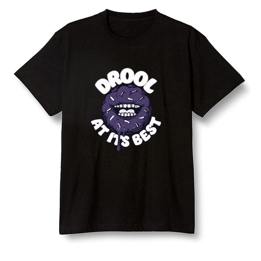 Pop Colour AJ1 High OG Court Purple - I love Donut Drool  - Black Men T-shirt