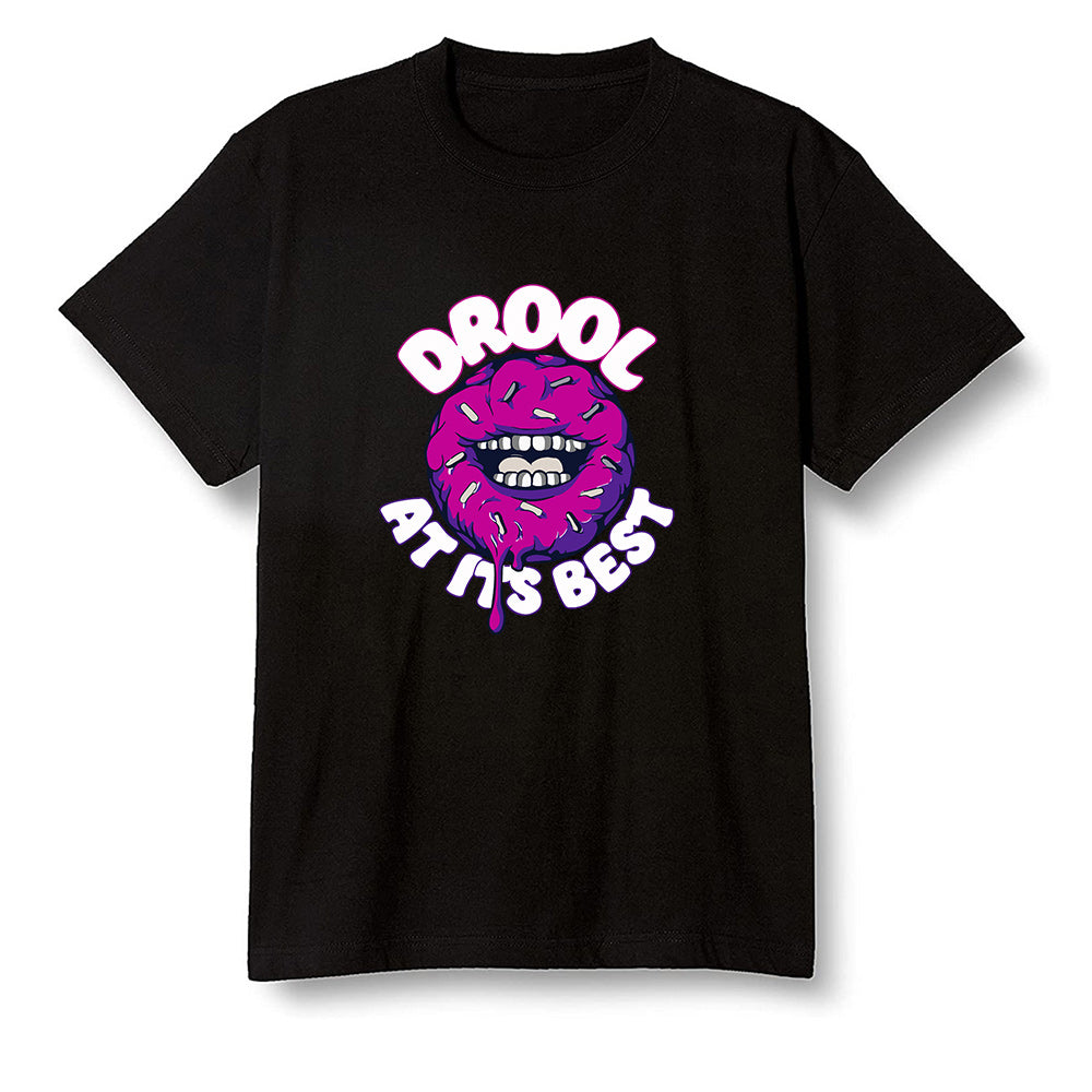 Pop Colour AJ1 Zoom Cmft Psg - I love Donut Drool  - Black Men T-shirt