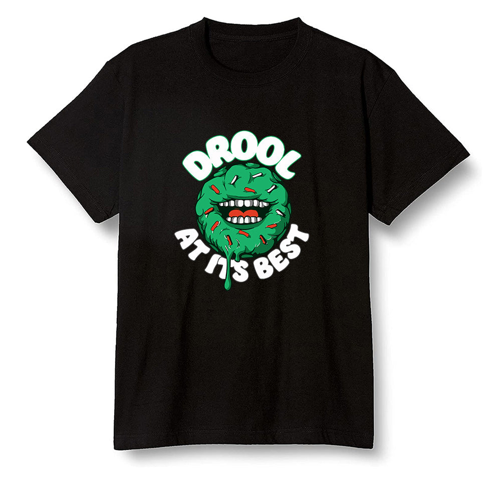 Pop Colour AJ1 High OG Lucky Green - I love Donut Drool  - Black Men T-shirt