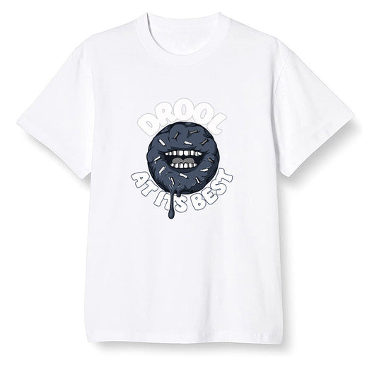 Pop Colour AJ1 High OG CO JP Midnight Navy - I love Donut Drool  - White Men T-shirt