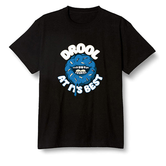 Pop Colour AJ1 High OG SP Fragment Design X Travis Scott - I love Donut Drool  - Black Men T-shirt