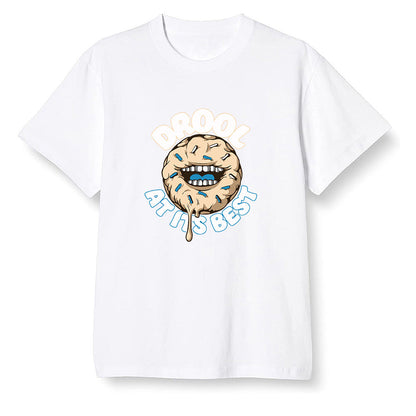 Pop Colour AJ1 Low Travis Scott X Fragment - I love Donut Drool  - White Men T-shirt