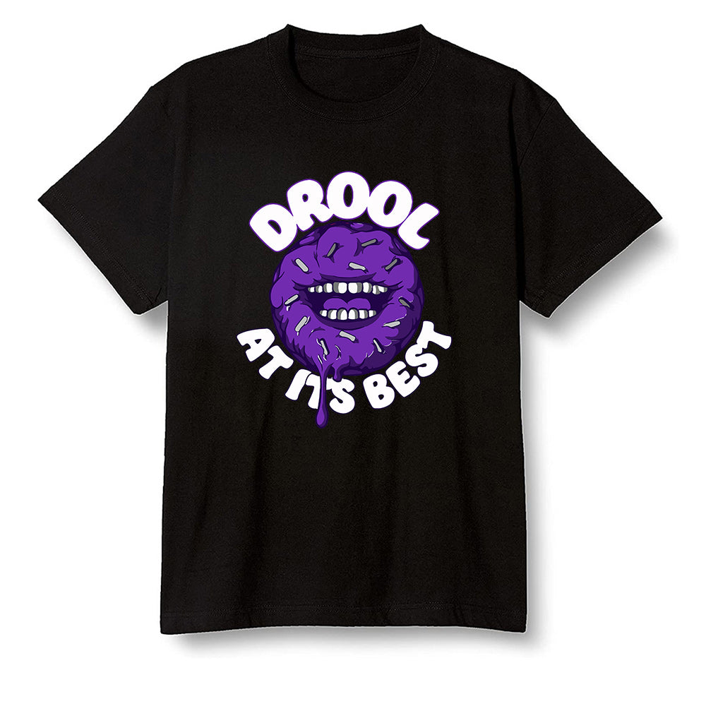 Pop Colour AJ13 Retro Court Purple - I love Donut Drool - Black Men T-shirt