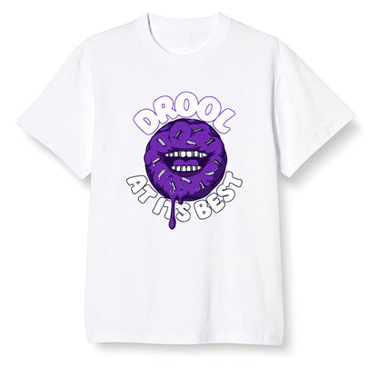 Pop Colour AJ13 Retro Court Purple - I love Donut Drool - White Men T-shirt