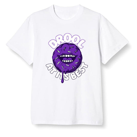 Pop Colour AJ13 Retro Court Purple - I love Donut Drool - White Men T-shirt
