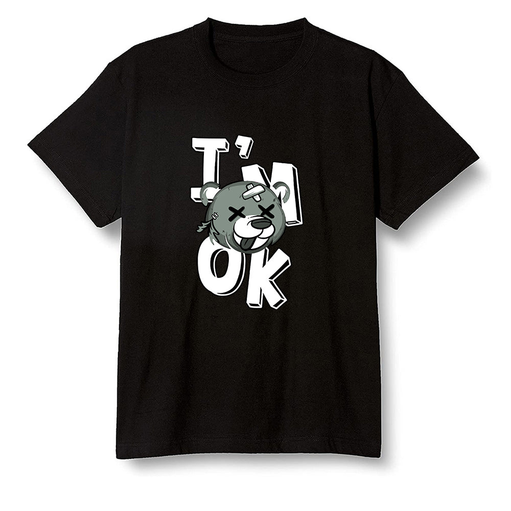 Pop Colour AJ1 Low Retro 'White' White/White-Metallic Silver - I'am Ok bubby bear  - Black Men T-shirt