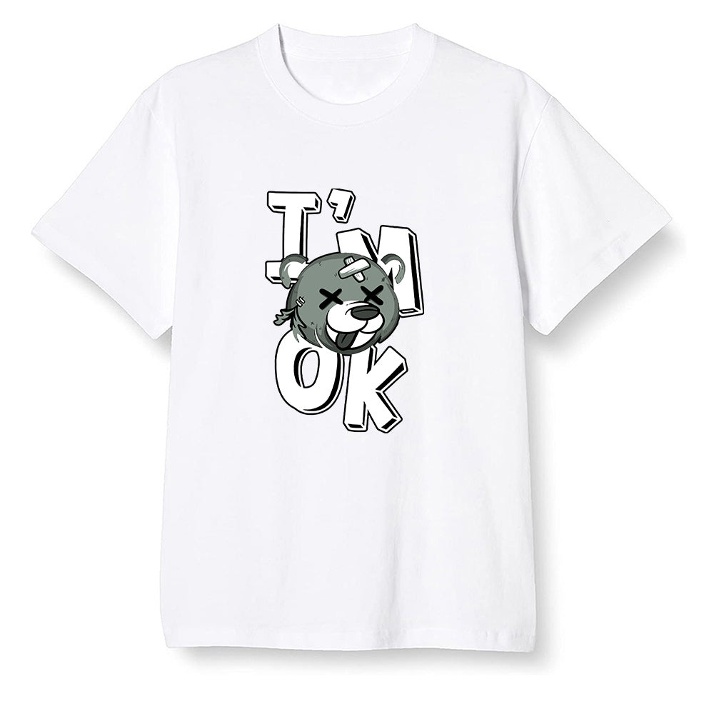 Pop Colour AJ1 Low Retro 'White' White/White-Metallic Silver - I'am Ok bubby bear  - White Men T-shirt