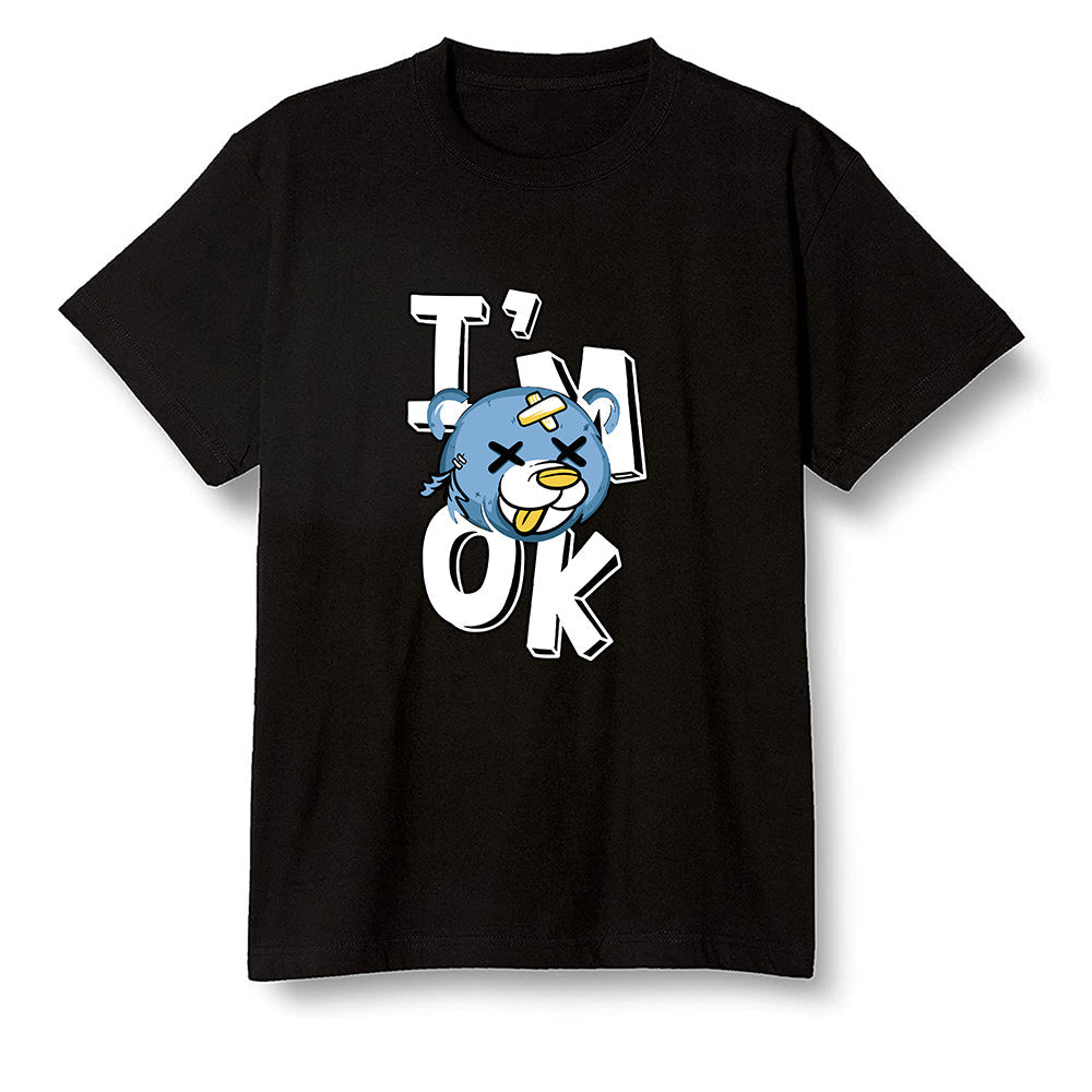 Pop Colour AJ1 Retro Low 'West Coast' White/Varsity Maize-University Blue - I'am Ok bubby bear  - Black Men T-shirt