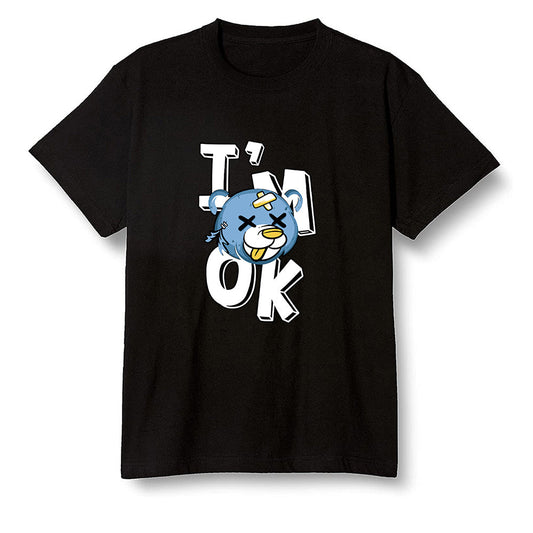 Pop Colour AJ1 Retro Low 'West Coast' White/Varsity Maize-University Blue - I'am Ok bubby bear  - Black Men T-shirt