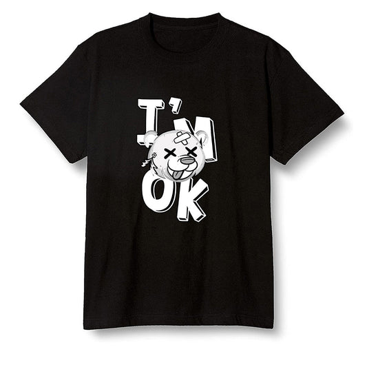 Pop Colour AJ1 Low Triple White - I'am Ok bubby bear  - Black Men T-shirt