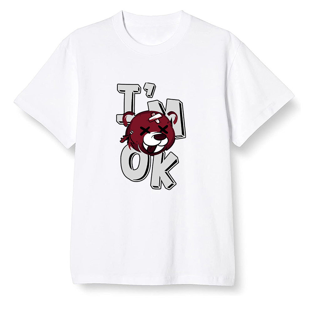 Pop Colour AJ1 Low Black Toe - I'am Ok bubby bear  - White Men T-shirt