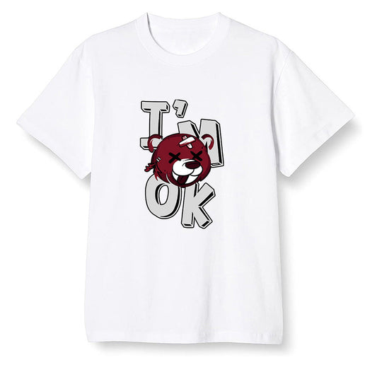 Pop Colour AJ1 Low Black Toe - I'am Ok bubby bear  - White Men T-shirt