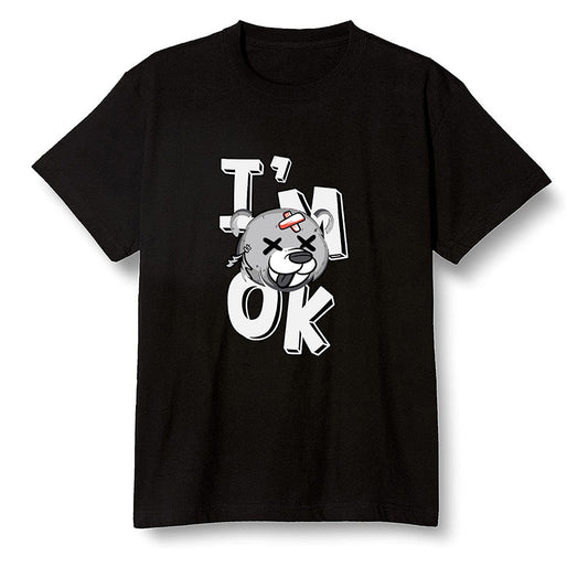 Pop Colour AJ1 Low GS Light Smoke Grey - I'am Ok bubby bear  - Black Men T-shirt