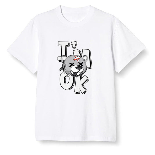 Pop Colour AJ1 Low GS Light Smoke Grey - I'am Ok bubby bear  - White Men T-shirt