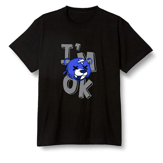 Pop Colour AJ1 Mid Hyper Royal - I'am Ok bubby bear  - Black Men T-shirt