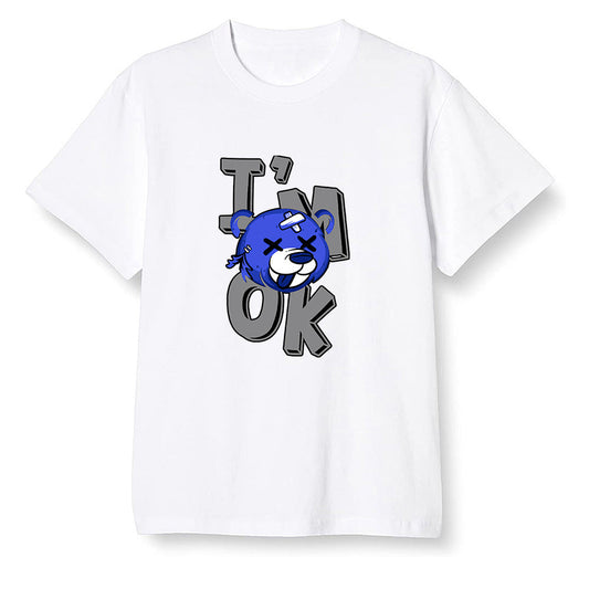 Pop Colour AJ1 Mid Hyper Royal - I'am Ok bubby bear  - White Men T-shirt