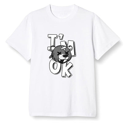 Pop Colour AJ1 High OG Black White - I'am Ok bubby bear  - White Men T-shirt