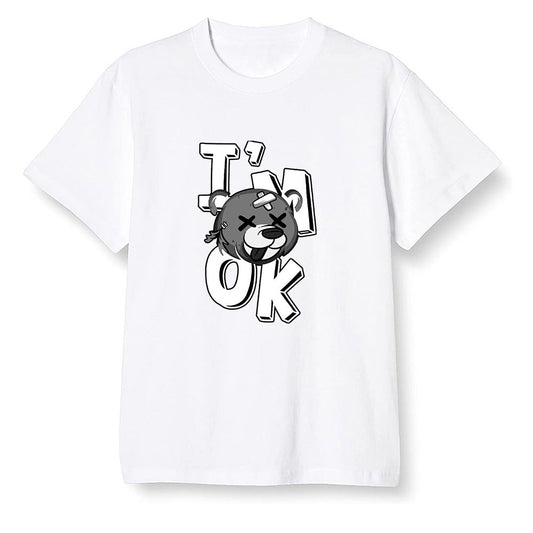 Pop Colour AJ1 High OG Black White - I'am Ok bubby bear  - White Men T-shirt