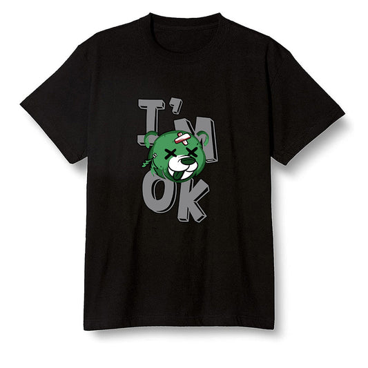 Pop Colour AJ1 Retro High OG Pine Green J10456 - I'am Ok bubby bear  - Black Men T-shirt
