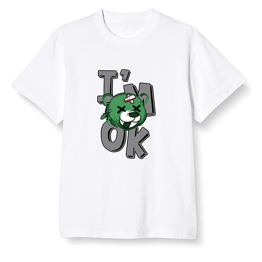 Pop Colour AJ1 Retro High OG Pine Green J10456 - I'am Ok bubby bear  - White Men T-shirt