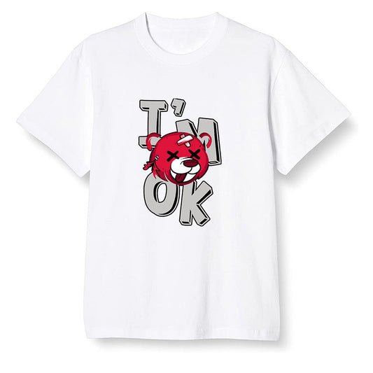 Pop Colour AJ1 Retro High OG Light Smoke Grey - I'am Ok bubby bear  - White Men T-shirt