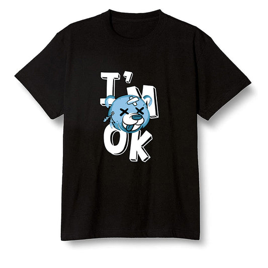 Pop Colour AJ1 Retro High OG University Blue - I'am Ok bubby bear  - Black Men T-shirt